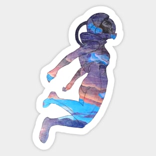 Clothos - Space Girl Floating White Background Sticker